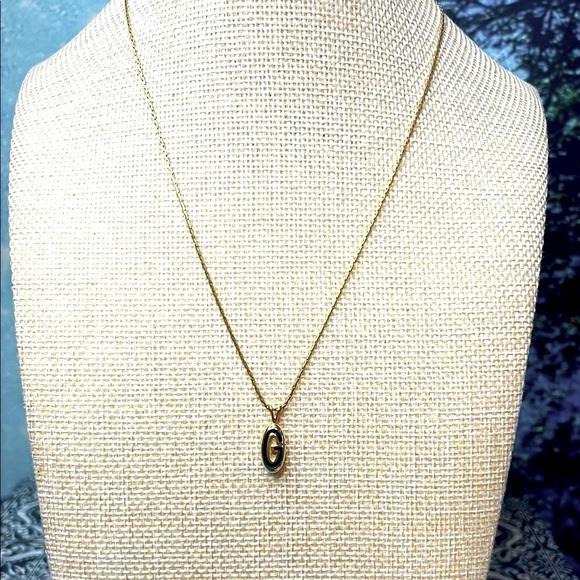 Givenchy Elegant Gold & Black Enamel “G” Pendant Necklace - Picture 6 of 8